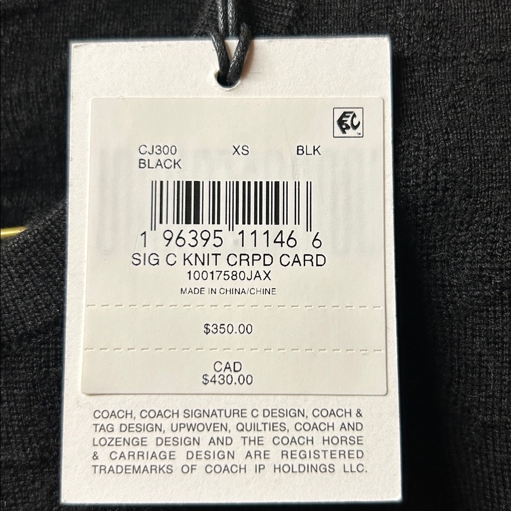 NWT Coach Signature Black Women's Cropped Cardigan Sweater - Picture 5 of 10